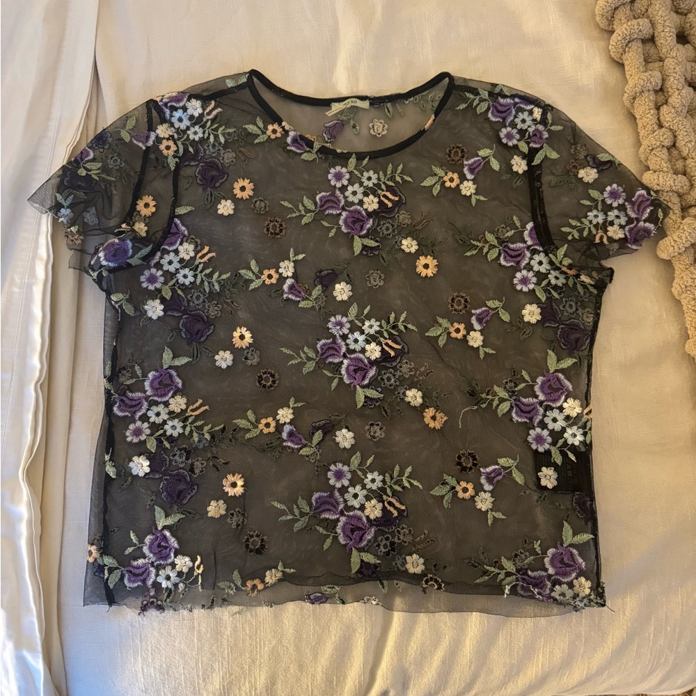 Sheer floral crop top